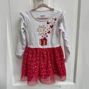 Wonderkids 3T White Red Girls Best Gift Ever Long Sleeve Christmas Holiday Dress